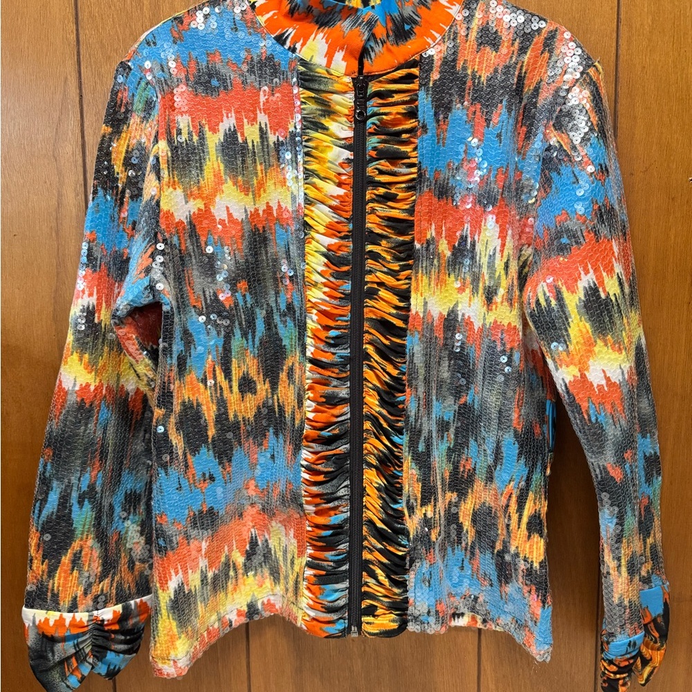 INC International Concepts Colorful Sequin Bomber Jacket